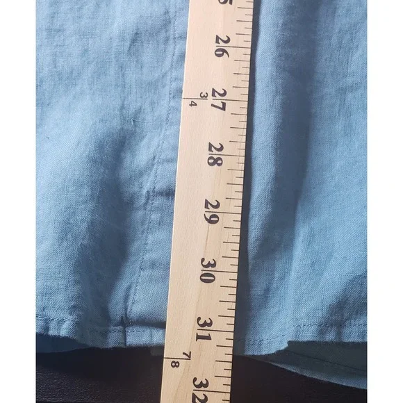 Eileen Fisher Plus 1X Blue 100% Organic Linen Button Down Shirt Sustainable - Picture 9 of 9